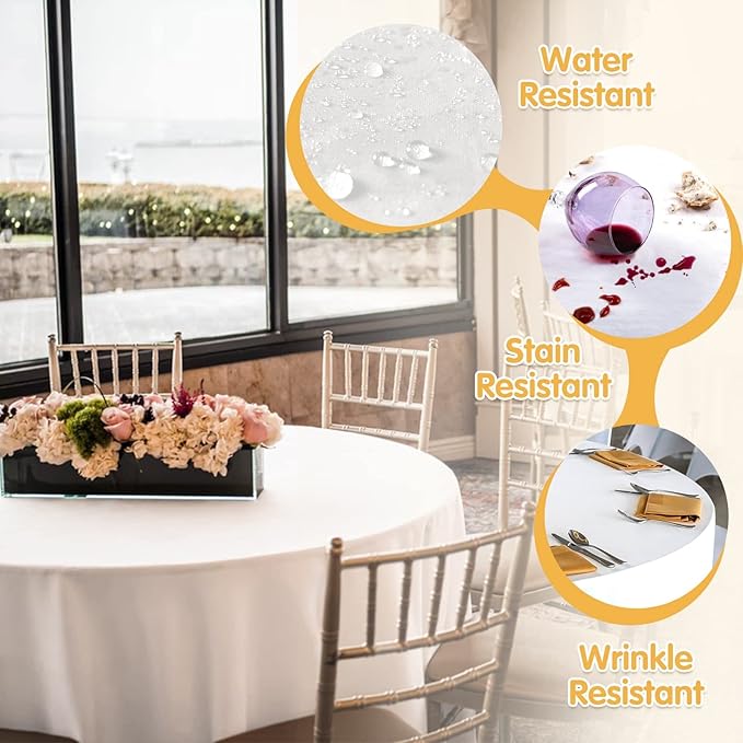 BRILLMAX 6 Pack White Round Tablecloths 108 Inch - Image 3