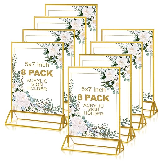 8PCS 5x7" Double-Sided Acrylic Sign Holders, Table Number Holders by LOYORTY