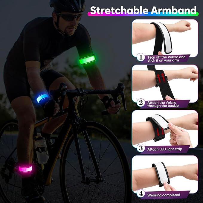 LED Armband for Running Walking Cycling, Rechargeable Running Lights Safety - Image 5