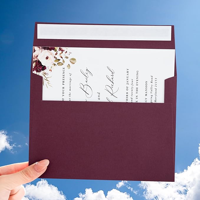 PONATIA 50PCS 5x7 Envelopes, Burgundy A7 Envelopes Self Seal - Image 9