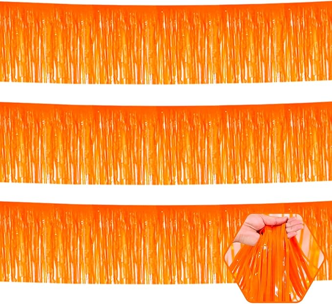 3 Pack 10 Long Macaron Orange Metallic Foil Fringe Garland Wall Hanging Tassle by Ferwzsr