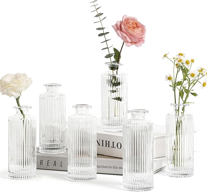 ComSaf Small Vases for Flowers Mini Clear Glass Bud Vases in Bulk, 5.2 inch by ComSaf