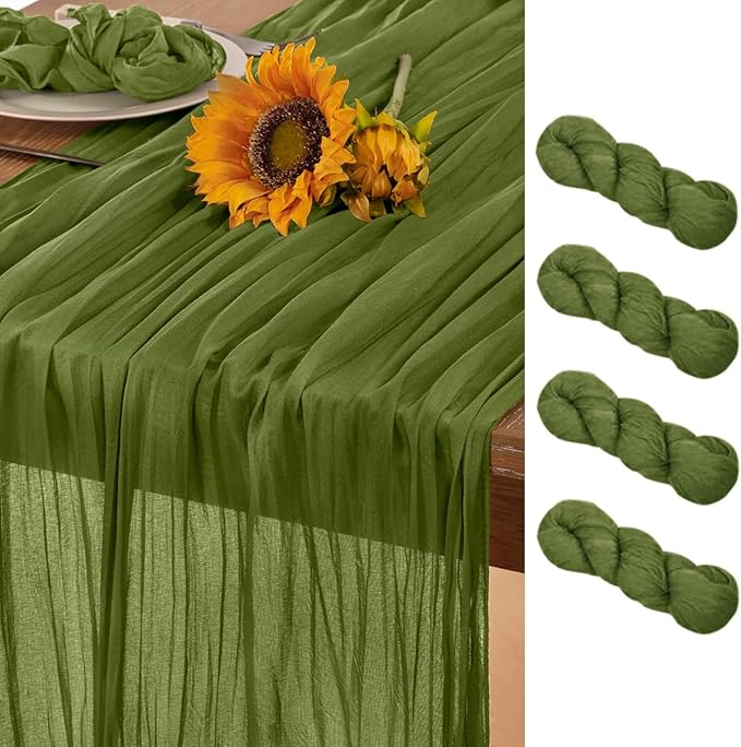Olive Green Cheesecloth Table Runner 6 Pack Fall Table Runners Boho Gauze 120 by DeZerlor