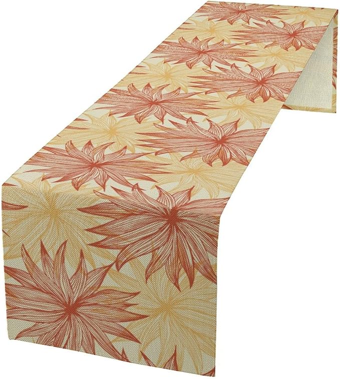 Autumn Chrysanthemum Table Runner, Vintage Modern Geometric Floral Boho Table - Image 2