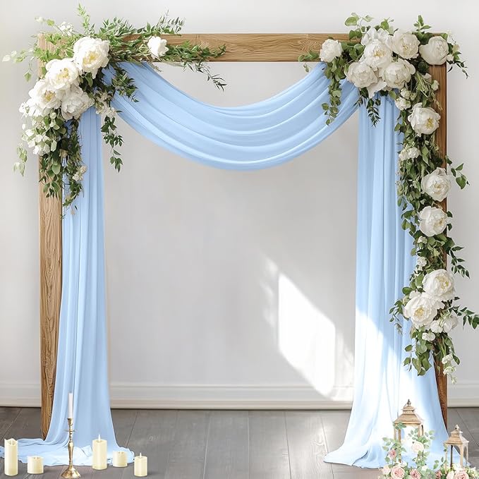 Socomi Wedding Arch Draping Fabric 1 Panel 29" x 19Ft Baby Blue Sheer Chiffon by Socomi