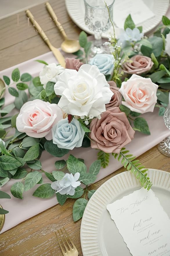 Ling's Moment Flower Garland - 6FT Eucalyptus & Rose - Sweetheart Table Decor - Image 3