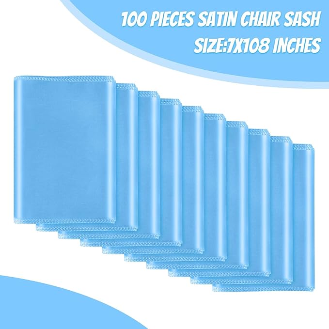 Satin Chair Sashes Bows Universal Chair Ribbon Ties Back Sash - Image 2