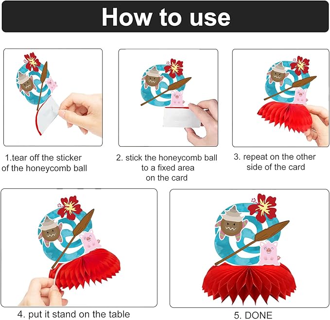 8Pcs Tropical Hawaiian Birthday Party Supplies, Tropical Luau Summer Honeycomb - Image 5