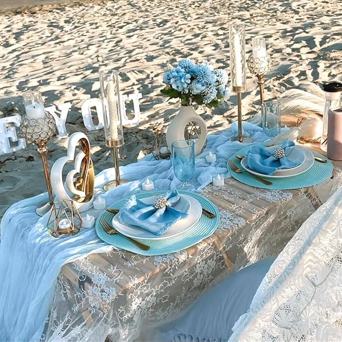 6 Pack Baby Blue Cheesecloth Table Runner 120 inch Gauze Cheese Cloth Table - Image 2