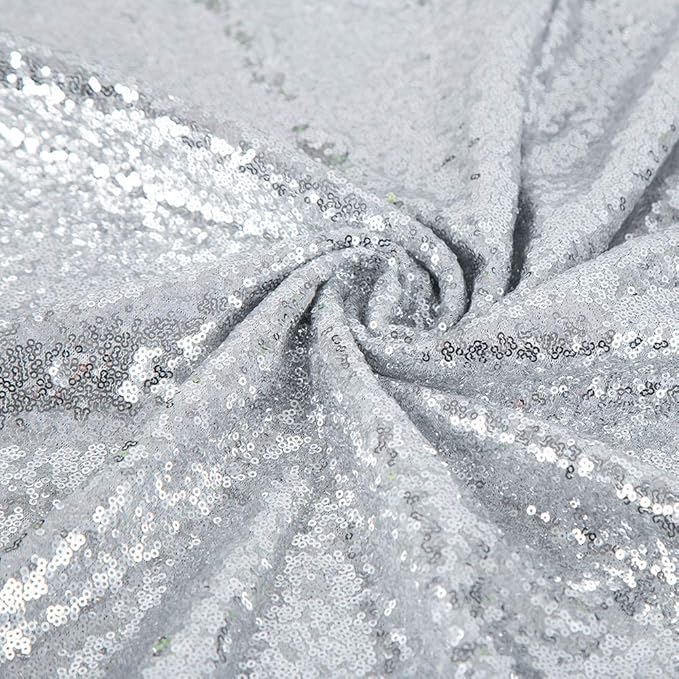 JYFLZQ Silver Sequin Backdrop Curtains 4ft x 6.5ft 1 Panel Glitter Photo Booth - Image 4