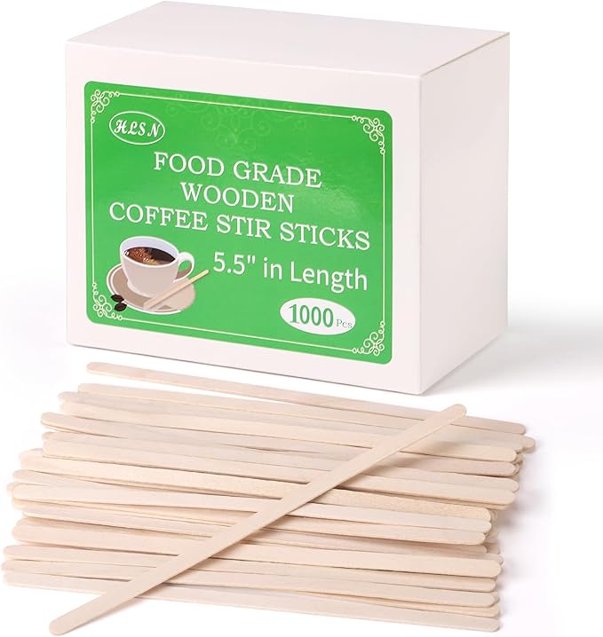 Wooden Coffee Stirrers, Thick Birch 5.5 Inches 1000PCS Disposable Coffee by HLSN