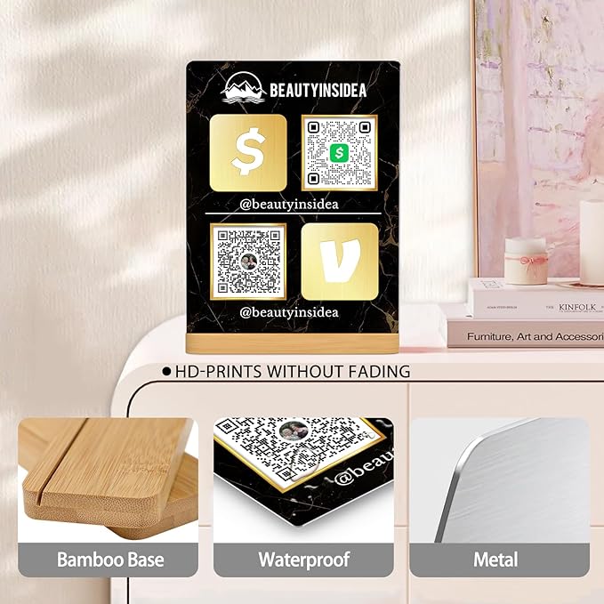 Personalized Custom Metal QR Code Sign Venmo Cashapp Scan to Pay - Image 3