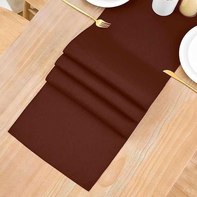 2 Pack Chocolate Small Short Table Runner 12 x 36 Inch Solid Color Runners - Image 8