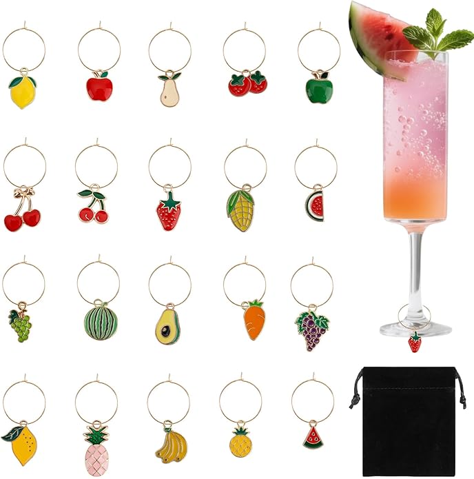 Wine Glass Charms Wine Charms for Stem Glasses Glass Markers Identifiers Tags by Libemskix