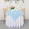 ShinyBeauty Iridescent Aqua Sequin Tablecloth Square Overlay Aqua Blue by ShinyBeauty
