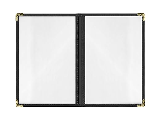 Goodsmart Restaurant Menu Covers – 25 Pack Black 4-View, Side-Loading Menu - Image 2