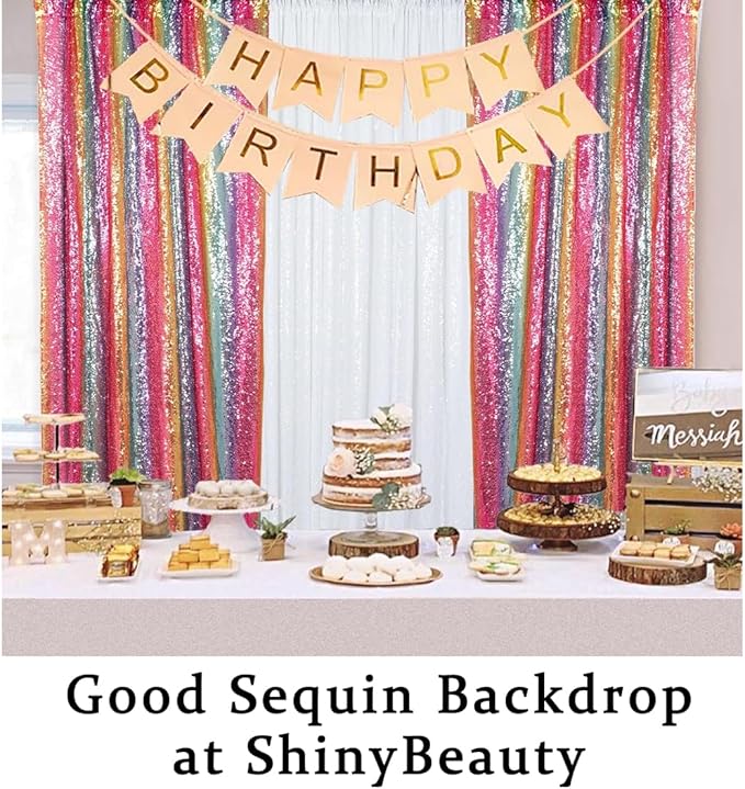 ShinyBeauty 4x10ft Rainbow Sequin Photo Backdrop - Image 6