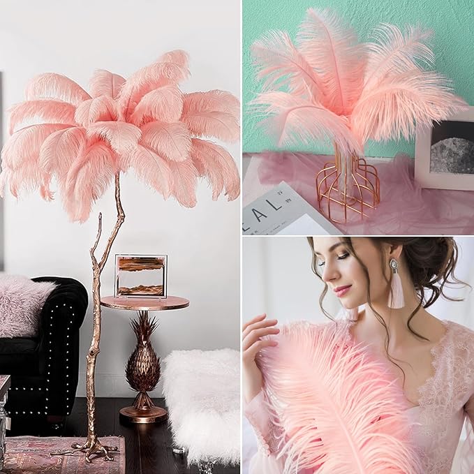 NEWONG 30pcs Rouge Pink Ostrich Feathers Natural Bulk 8-10in（20-25cm） Vase - Image 6