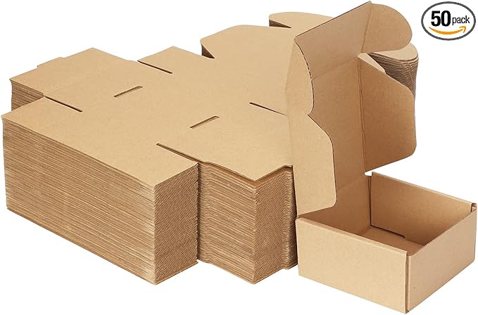 MEBRUDY 4x4x2 Inches Shipping Boxes Pack of 50, Small Corrugated Cardboard Box by MEBRUDY