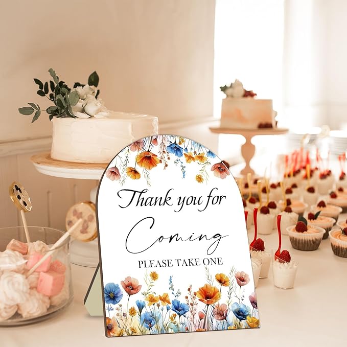 Thank You for Coming Please Take One Sign, Floral Decor Wedding Shower Favors - Image 3