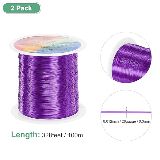 2-Rolls 0.3mm Jewelry Wire, 28 Gauge 328FT Craft Wire Copper Beading Wire - Image 3