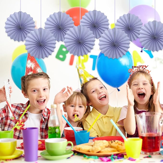 Purple Birthday Decorations, DIY Purple Paper Fans Hanging Decoration, Party - Image 6
