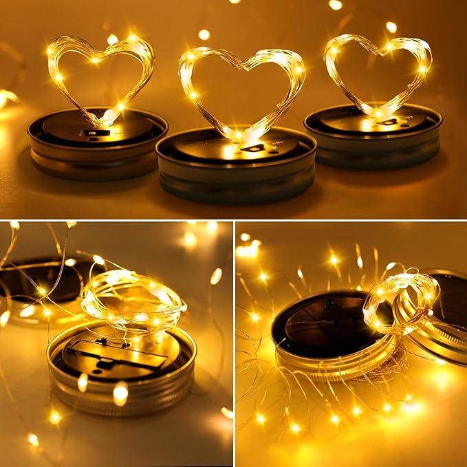ZNYCYE Mason Jar Solar Lights for Outside, 12 Pack 30 LED Fairy Firefly Lights - Image 5