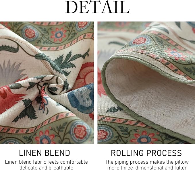 ISAENNE Designer Vintage Linen Table Runner 71 Inches Long, Elegant Floral - Image 6