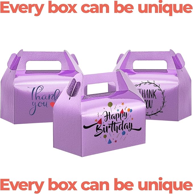 UnicoPak 30 Pack Glossy Purple Gable Treat Boxes, Party Favor Boxes, Gift Boxes - Image 6