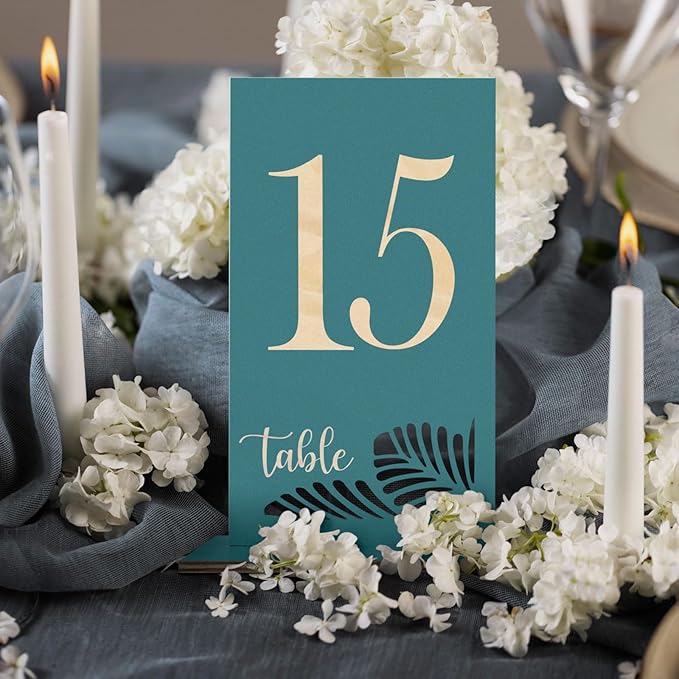 Wooden Table Numbers 1-25, 3.2x5.8 Inch Double Sided Rustic Blue Wedding Table - Image 7