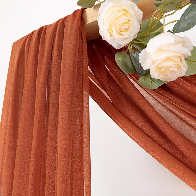 MLMC Terracotta Wedding Arch Draping Fabric 2 Panels 29" x 20 FT Extra Long - Image 2