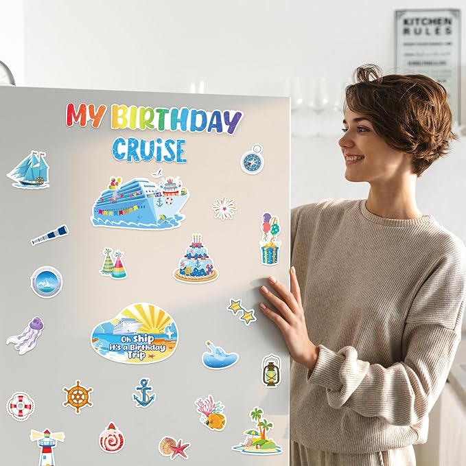 26 Pcs Birthday Cruise Door Decorations Magnetic, Funny Cruise Ship Sea - Image 5