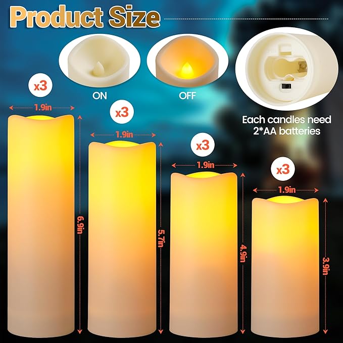 Da by Waterproof Outdoor Flameless LED Battery Candles, 12 High-Temperature - Image 3