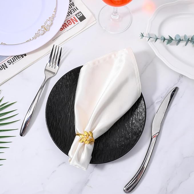 Leaf Napkin Rings Set of 50 Metal Gold Napkin Holder Stylish Fall Napkins Ring - Image 5