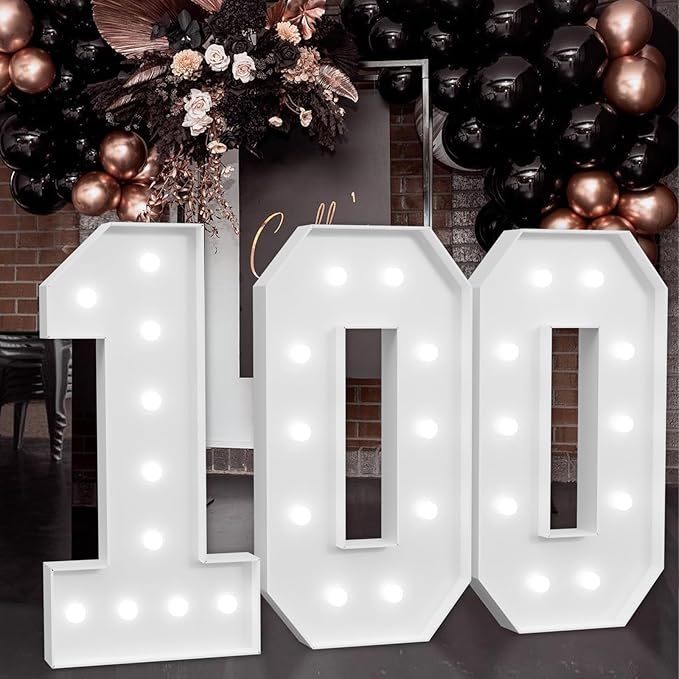 Marquee Numbers Large 100th-Birthday Decorations: 4ft Light Up Number Party - Image 6