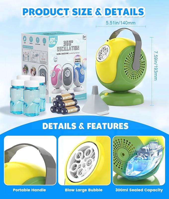 Bubble Machine, Automatic Bubbles Blower, 360° Rotation, 75° Adjustment - Image 7