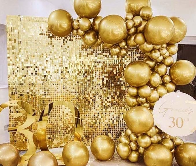 Kate Square Gold Shimmer Wall Sequin Panel Backdrop Birthday Wedding Background - Image 2