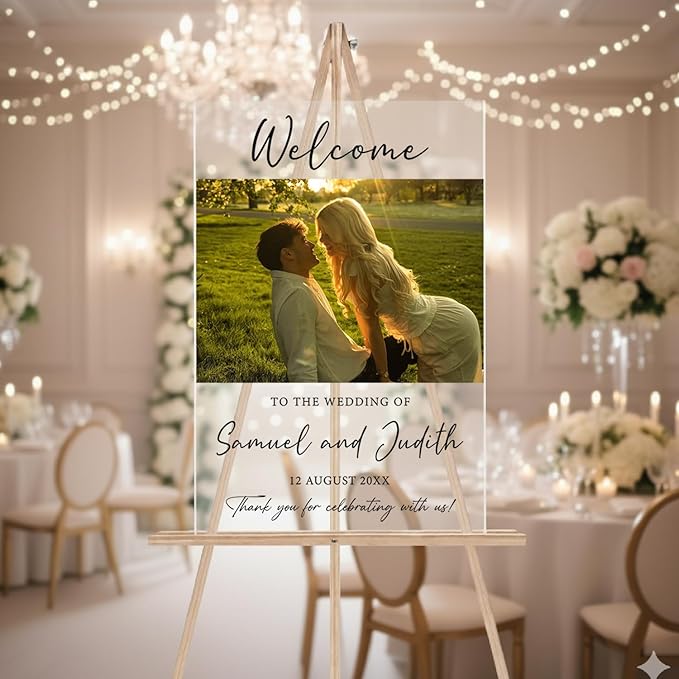 Personalized Wedding Photo Acrylic Welcome Sign – Custom Picture Board - Image 3