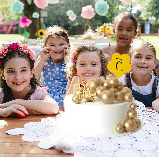MIAHART Ball Cake Toppers Boho Grass Cake Topper Ball Cake Insert Decoration - Image 4