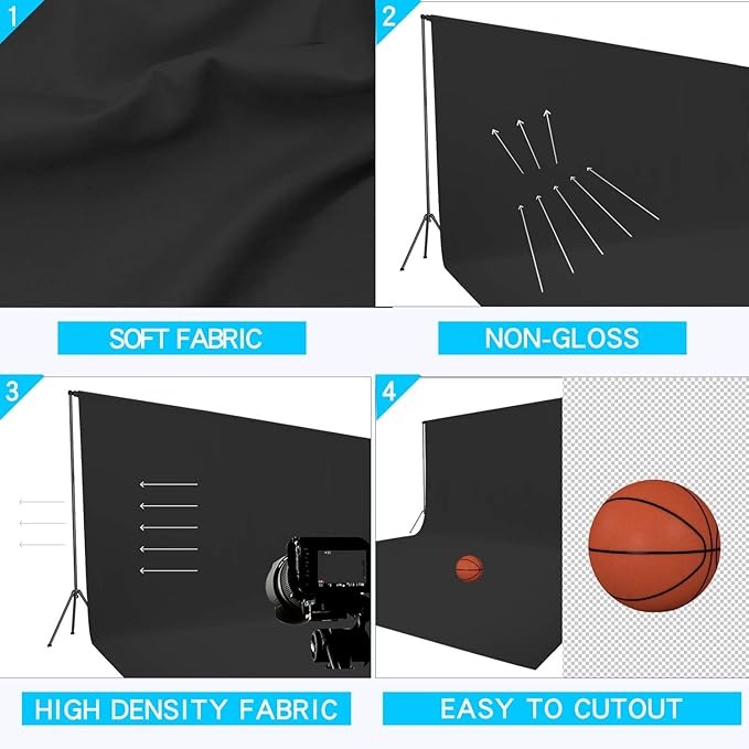 ISSUNTEX 6X9 ft Background Muslin Backdrop, Photo Studio, Collapsible High - Image 3