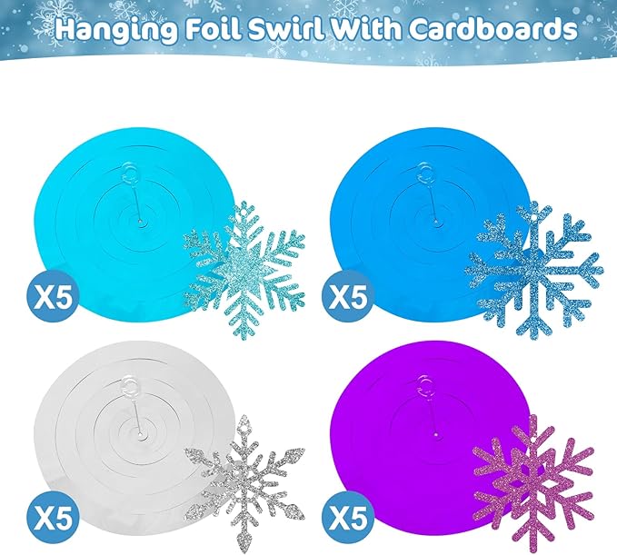 20 Pack Frozen Snowflake Hanging Decorations - Image 3