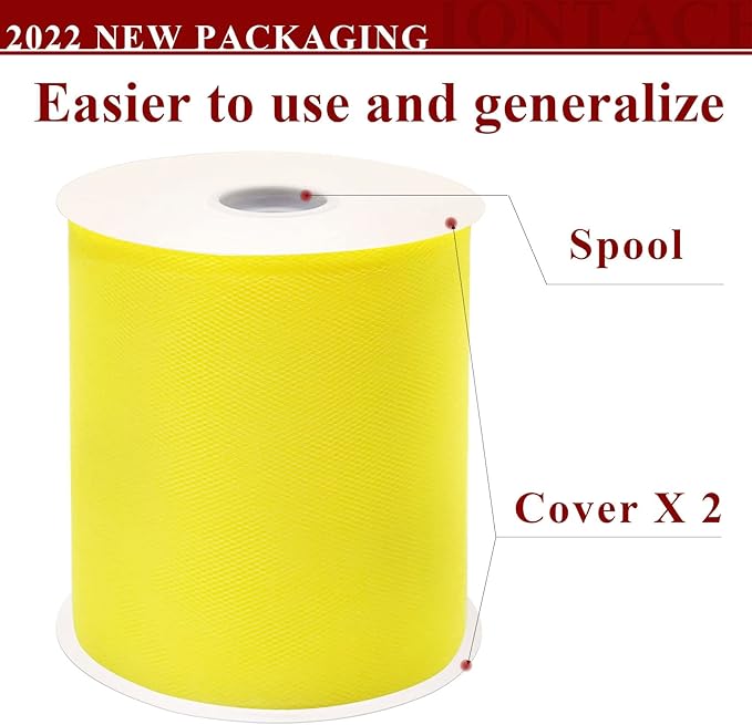 Yellow Tulle Fabric Rolls 6 Inch by 200 Yards Fabric Spool Tulle Ribbon - Image 2