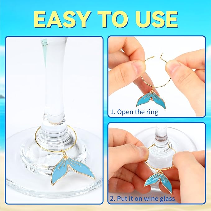 SANNIX 24pcs Ocean Wine Glass Charms - Image 4