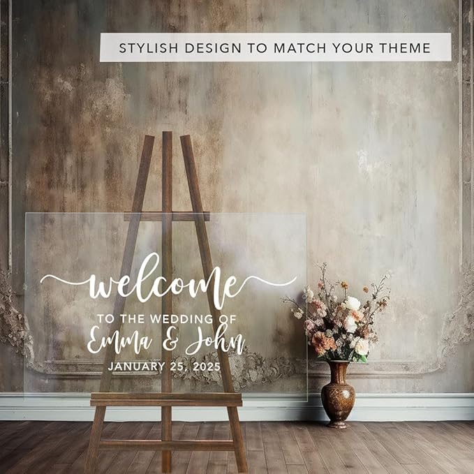 Andaz Press Custom Large Wedding Acrylic Sign, 16 X 24 Inches, Script Welcome - Image 4