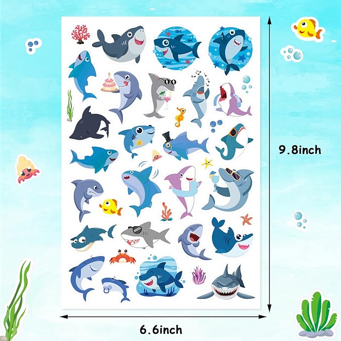Cool Shark Stickers 755 Count Ocean Sea Animal Tropical Fish Shark Adhesive - Image 6