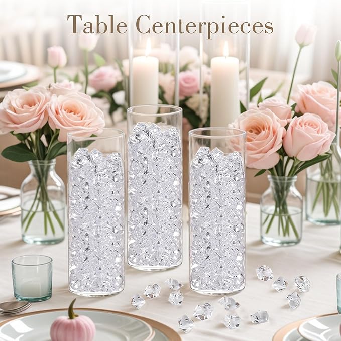 DomeStar 1000PCS Fake Ice, Acrylic Fake Diamonds Vase Filler Plastic Gems Clear - Image 6