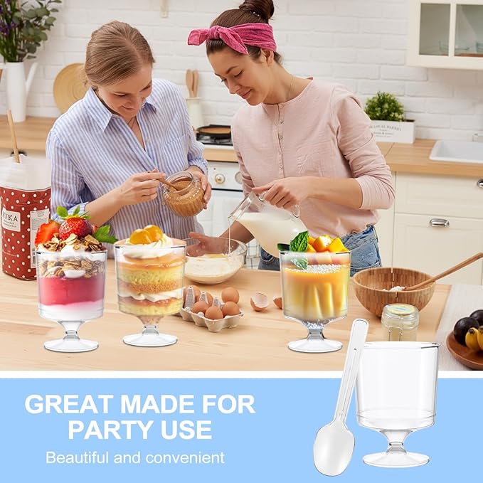 200 Pack Dessert Cups with Spoons, 5Oz Clear Plastic Parfait Cup, Disposable - Image 7