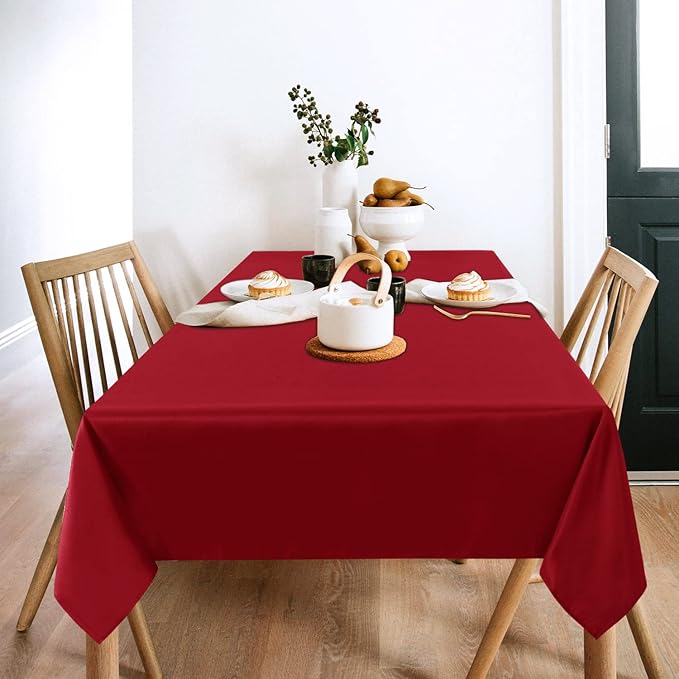 sancua 2 Pack Red Tablecloth 60 x 102 Inch, Rectangle 6 Feet Table Cloth - Image 4