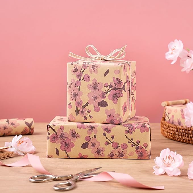 RUSPEPA Cherry Blossom Wrapping Paper Roll - Image 3