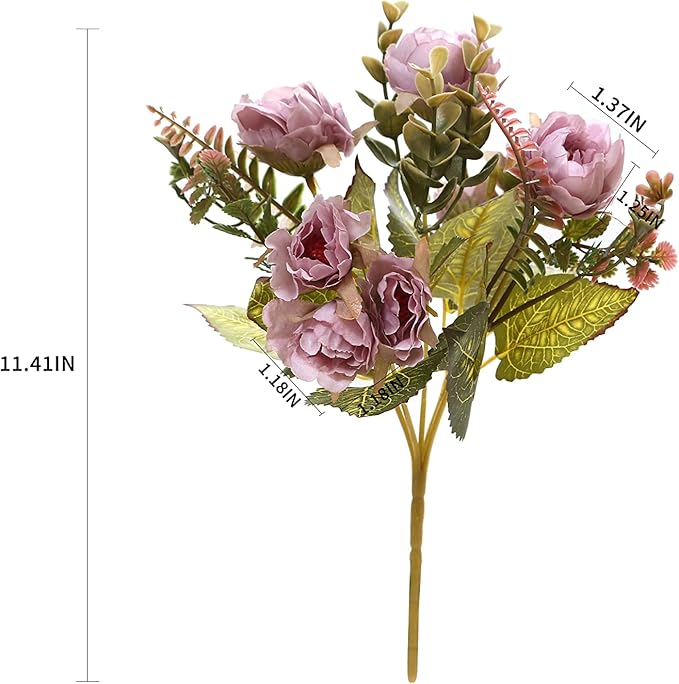 Artificial Flowers Vintage Fake Peony Flowers Silk Mini Plastic Peony Bridal - Image 2